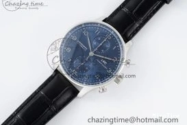MIROTIME 0408 Portuguese Chrono IW3716 RSF 1:1 Best Edition Blue Dial on Black Leather Strap A RelaxedFit 7045